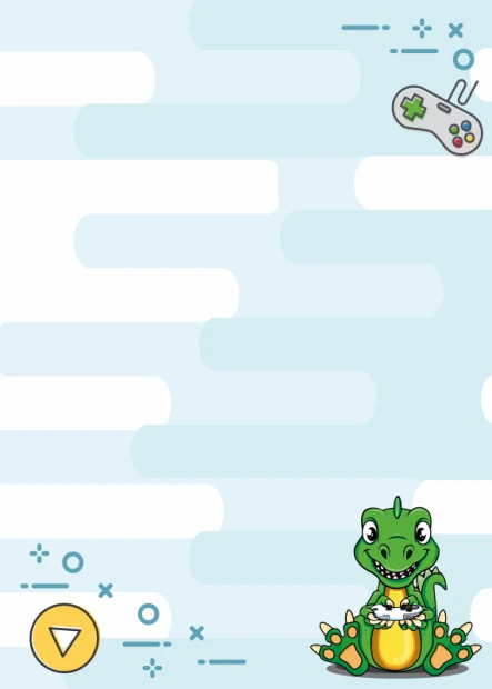 Dry-erase magnetic board for kids featuring a green dinosaur holding an egg with a graphic design background.