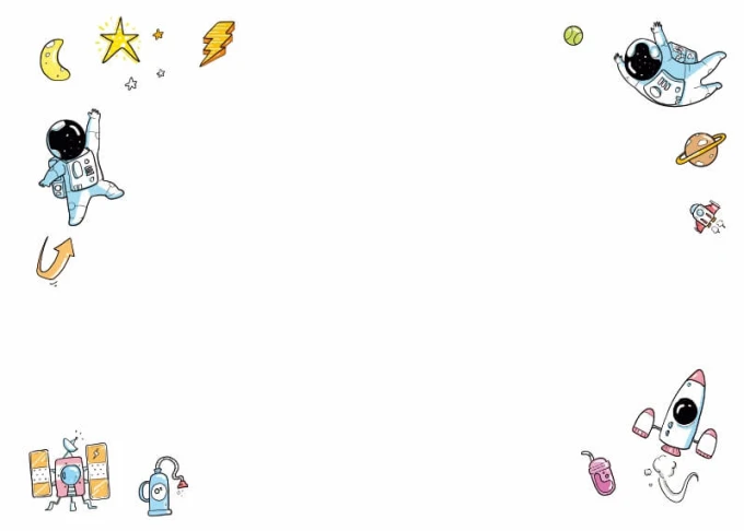 Magnetic dry-erase board for kids featuring a space design with astronaut illustrations on a white background.