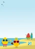 Dry-erase magnetic board for kids beach theme 568 - Features fruits wearing sunglasses against a beach backdrop.