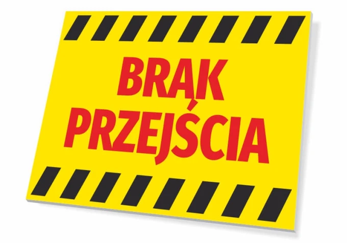 No Entry Sign T011 - Graphic design. Yellow background with red text and black stripes.