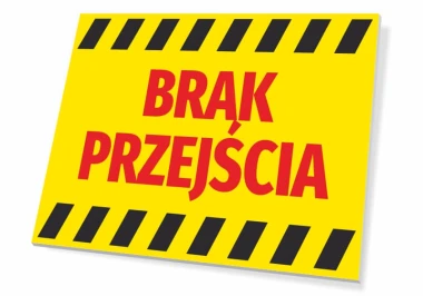 No Entry Sign T011 - Graphic design. Yellow background with red text and black stripes.