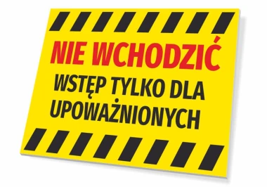 Do Not Enter sign, authorized personnel only - Graphic design. Yellow background with red and black text.