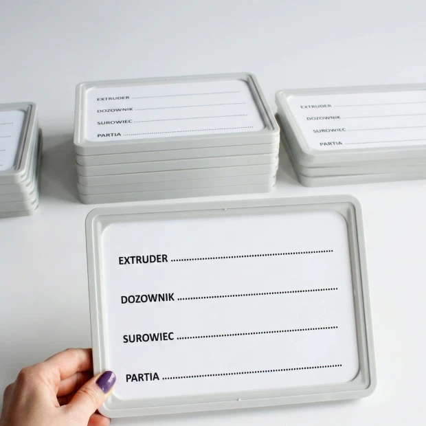 Single-sided whiteboard with custom print in A4 frame - Graphic design. Simple, rectangular shape.