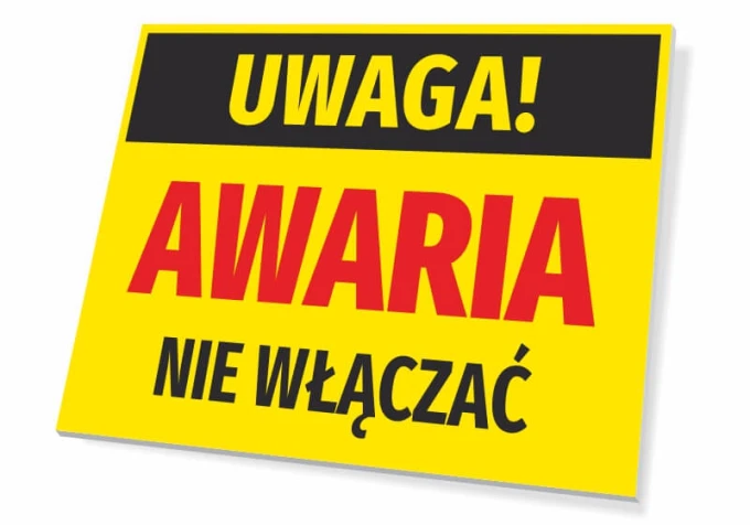Caution: Do not turn on - Graphic design with yellow background and black and red text.