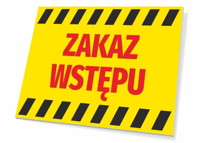 No Entry Sign - Graphic Design. Yellow background with red text and black edges.
