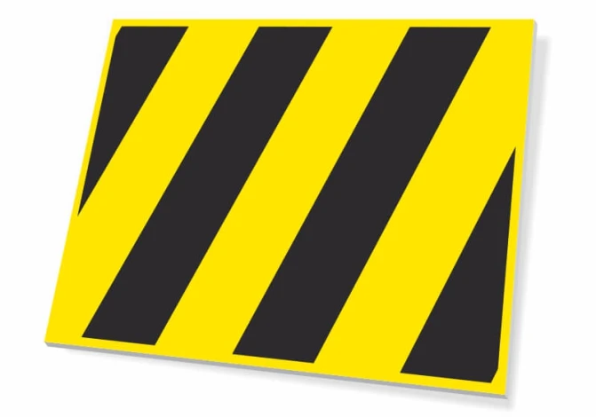 Warning sign - Graphic design. Yellow background with diagonal black stripes.