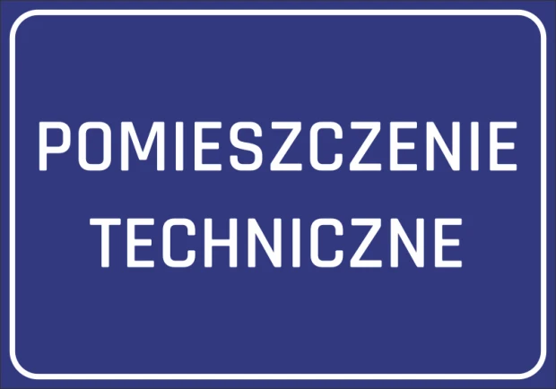 Technical Room Sticker - Graphic design. Blue background with white text "TECHNICAL ROOM".