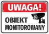 Warning: Monitored Area Sticker - Graphic design with red background, white text, and black camera graphic.