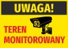 Caution monitored area sticker - Graphic design. Yellow background with black camera and red text.