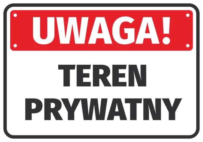 Private Property Sign - Graphic Design. Red background with white text in large letters.