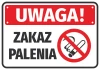 No Smoking Sticker - Graphic Design. Red rectangle with white text and a crossed-out cigarette symbol.