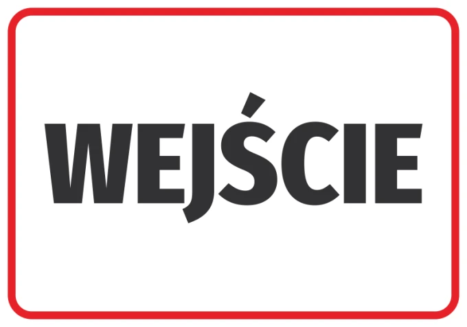 Entrance sticker N046 - Graphic design. Red rectangle with white uppercase text "ENTRANCE".