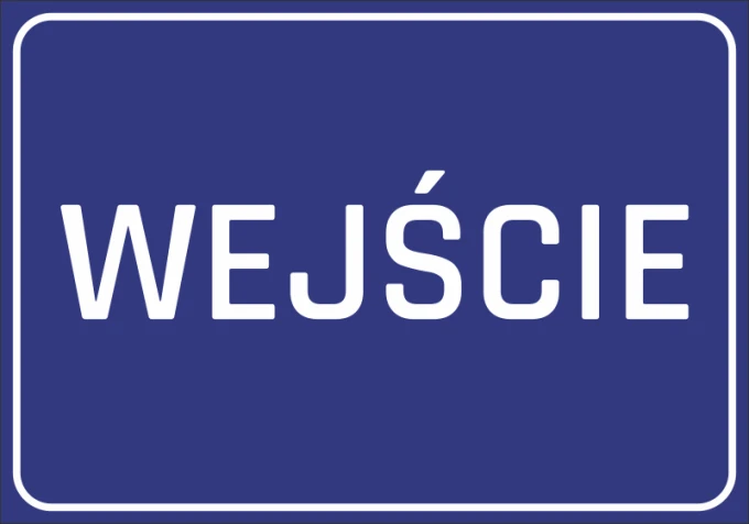 Entrance sticker N054 - Graphic design. Blue background with white uppercase text "ENTRANCE".