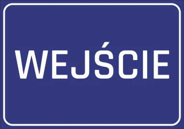 Entrance sticker N054 - Graphic design. Blue background with white uppercase text "ENTRANCE".