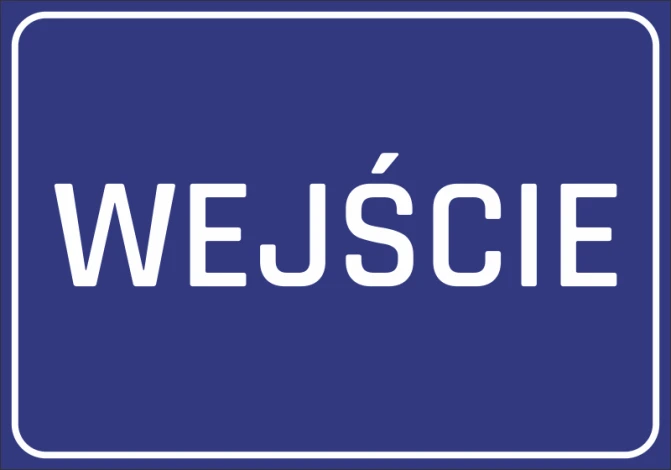 Entrance sticker N054 - Graphic design. Blue background with white uppercase text "ENTRANCE".