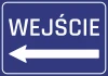 Entrance sticker N056 - Graphic design. Blue background with white text ENTRY and a left arrow.
