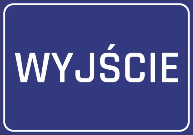 Exit Sticker N055 - Graphic design. Blue background with large white text EXIT.