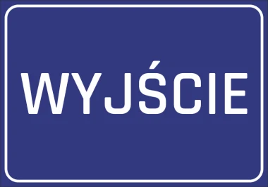 Exit Sticker N055 - Graphic design. Blue background with large white text EXIT.