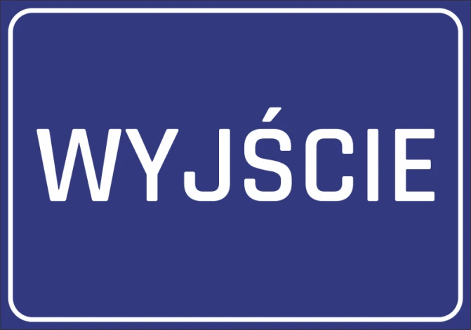 Exit Sticker N055 - Graphic design. Blue background with large white text EXIT.