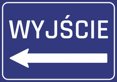 Exit Sticker N058 - Graphic design. Blue background with white EXIT text and left arrow.