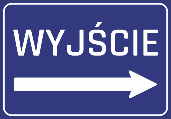 Exit Sticker N059 - Graphic design. Blue background with white EXIT text and right arrow.