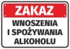 Alcohol Prohibition Sticker - Graphic Design. Red background with white text, rectangular shape.