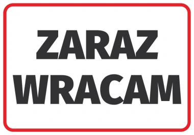 Sticker "Be Right Back" - Black text on a white background, framed in red.