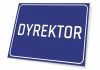 Director plaque - Simple rectangular sign with white "DIRECTOR" text on a blue background.