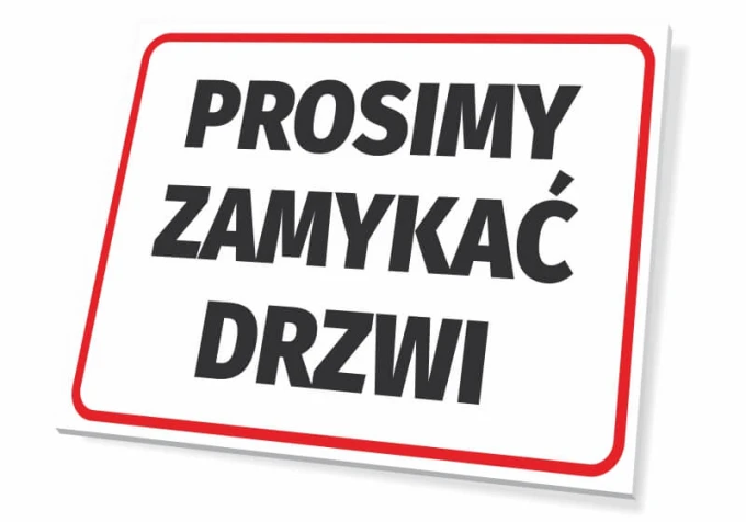 Please close the door sign T048 - Simple rectangular design with a white background and large black text.