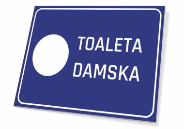 Women\'s Toilet Sign T066 - Simple rectangular design with white text on a blue background.