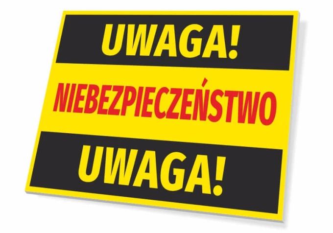 Warning Danger Sign T028 - Rectangular design with black background and yellow letters.