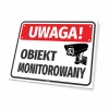 Warning: Monitored Area Sign - Rectangular sign with red background and white text. Camera icon included.