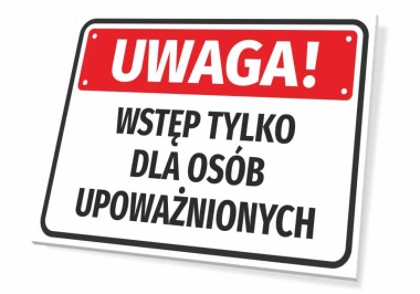 Warning sign: Authorized personnel only - Graphic design. Rectangular sign with a red background and white text.