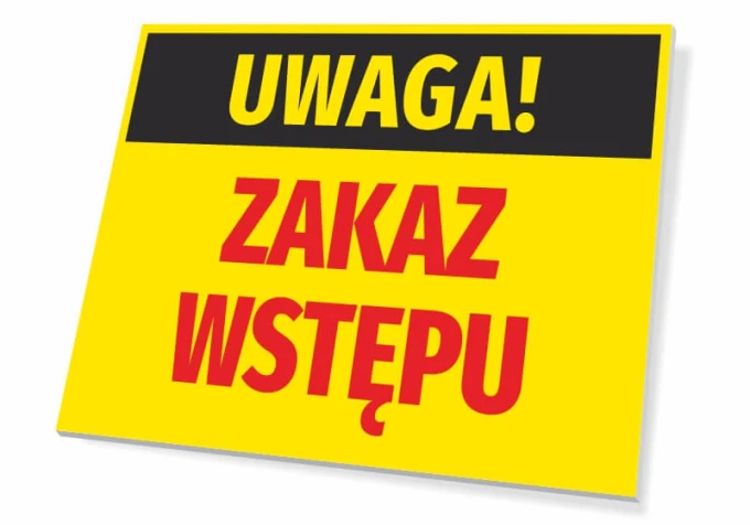 Caution No Entry Sign - Graphic design with yellow background, black text at the top, and large red letters at the bottom.