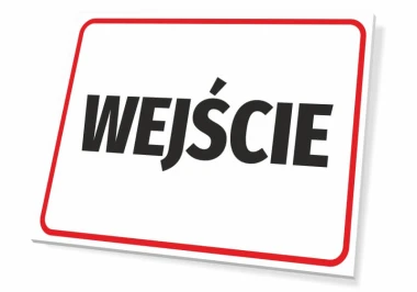 Entrance sign T046 - Rectangular design with a white background and red border. Large text in the center.