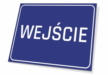 Entrance sign T054 - Rectangular sign with blue background and white text ENTRY.