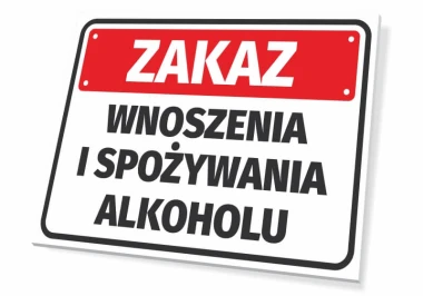 No Alcohol Allowed Sign - Graphic Design. Rectangular sign with a red background and white lettering.