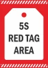 5S Red Tag Area sticker N094 - Graphic design with red background, white tag, and large text 5S RED TAG AREA.