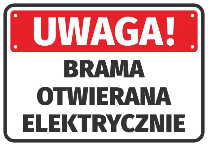 Electric gate sticker - Graphic design. Red background with white "WARNING!" and black "ELECTRIC GATE" text.