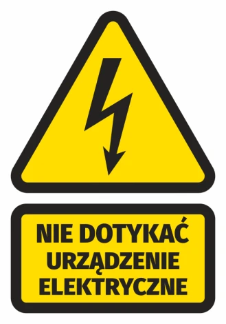 Do not touch sticker, electrical device - Graphic design. Yellow triangle with black lightning and rectangle with text.