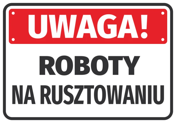 Caution Construction Sticker N104 - Graphic design with red background and large white text.