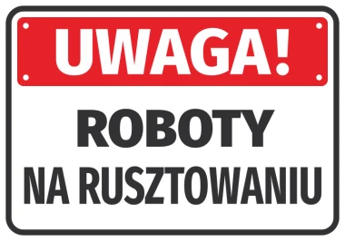 Caution Construction Sticker N104 - Graphic design with red background and large white text.