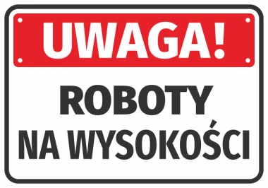 Caution: Working at Heights Sticker N102 - Graphic design with red background, white text, and black font.