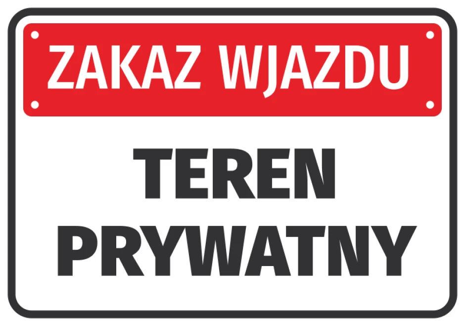 No Entry Sticker, Private Property - Graphic Design. Red background with white text in large letters.