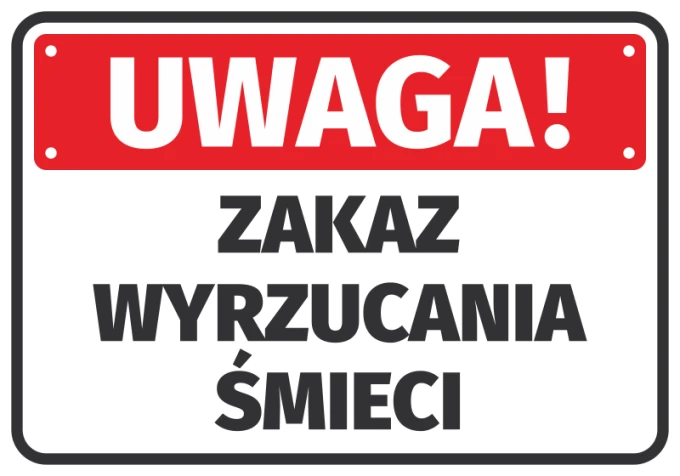 No littering sticker - Graphic design. Red background with white text and black font.