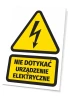 Do Not Touch, electrical device - Graphic design. Triangle with lightning on yellow background, black text.