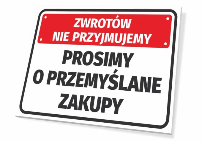 Please make thoughtful purchases - Graphic design. Red rectangle with white text on a black background.