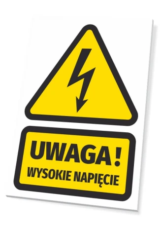 Warning sign: High voltage - Graphic design with a triangle and lightning, yellow background with a black border.