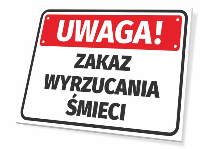 No Littering Sign - Graphic Design. Red background with white text and black font.