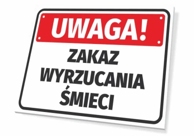 No Littering Sign - Graphic Design. Red background with white text and black font.